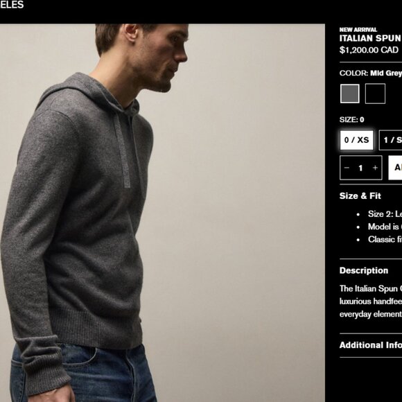 James Perse 100% Cashmere oversized hoodie (woman's) - Picture 9 of 9